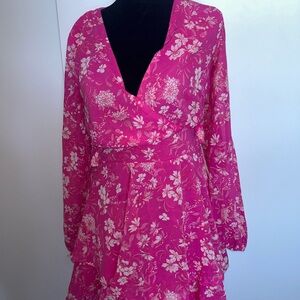 Floral Pink Wrap Dress